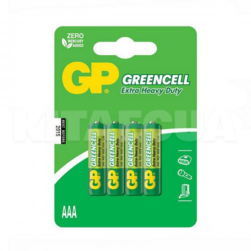 Батарейка цилиндрическая марганцево-цинковая AAA 1,5 В 4 шт. в блистере GREENCELL GP (4891199000478)