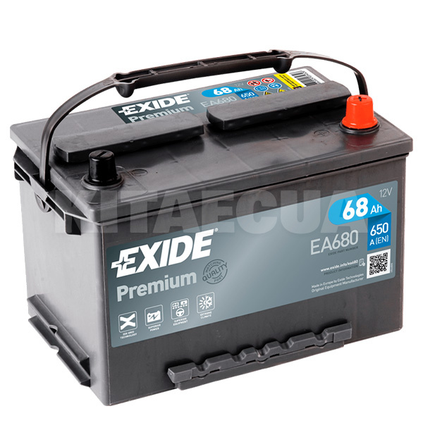 Автомобільний акумулятор Premium 68Ач 650А "+" справа EXIDE (EA680)