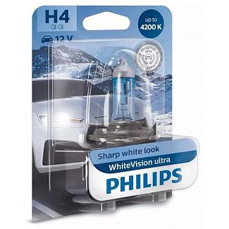 Галогенная лампа H4 60/55W 12V White Vision Ultra +60% PHILIPS