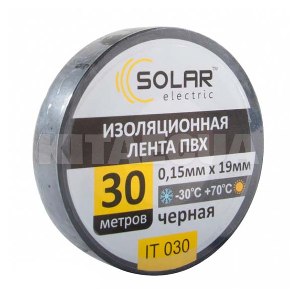 Ізолента 30м х 19мм чорна Solar (IT030)