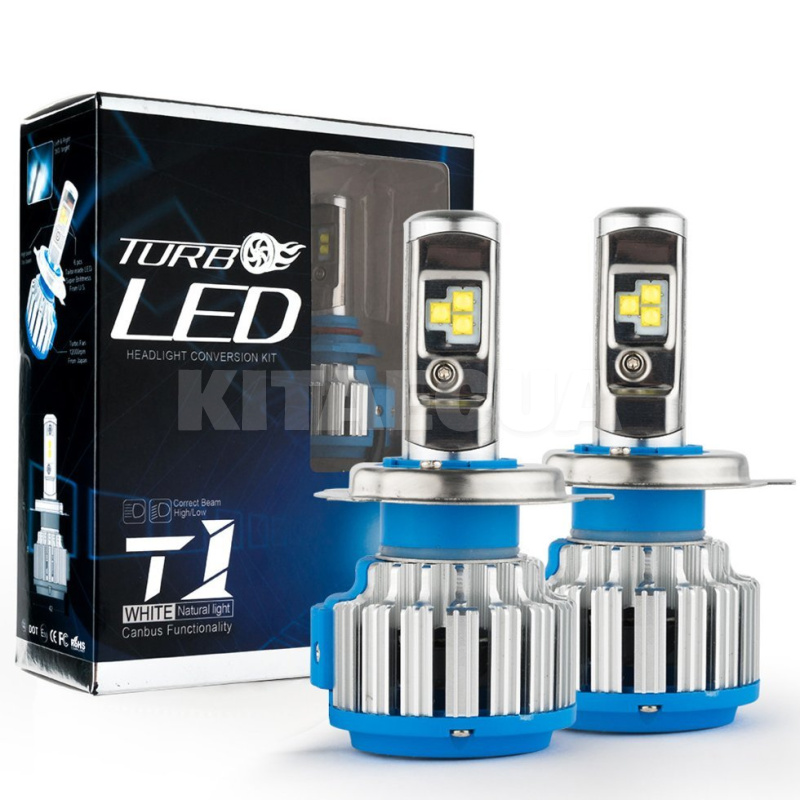 LED лампа для авто H4 P43t 50W 6000K TurboLed (00-00003610)