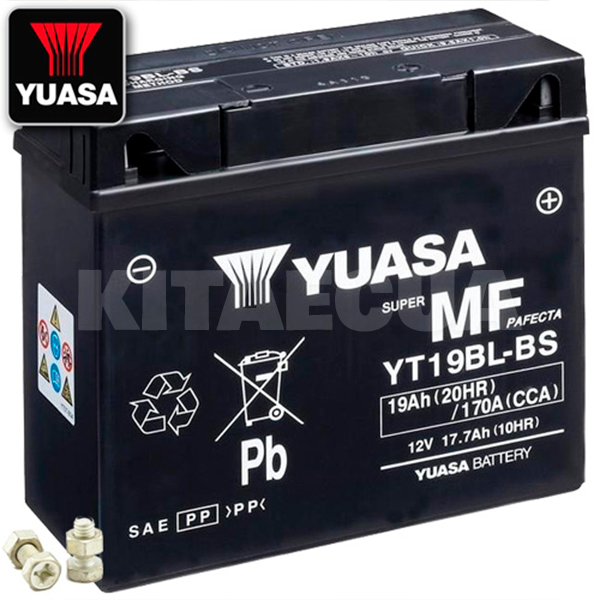 Мото аккумулятор 19Ач 170A "+" справа Yuasa (YT19BL-BS-CP)