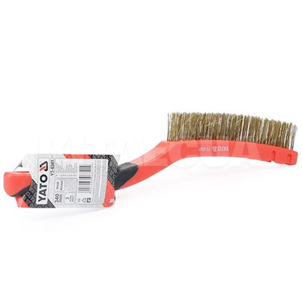 Щітка з металу 3-рядна латунна з пластиковою ручкою YATO (YT-6341)
