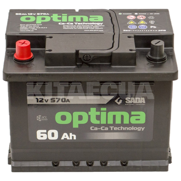Аккумулятор 60Ач Euro (T1) 242x175x190 с прямой полярностью SADA (6СТ-60Аз Optima) - 2