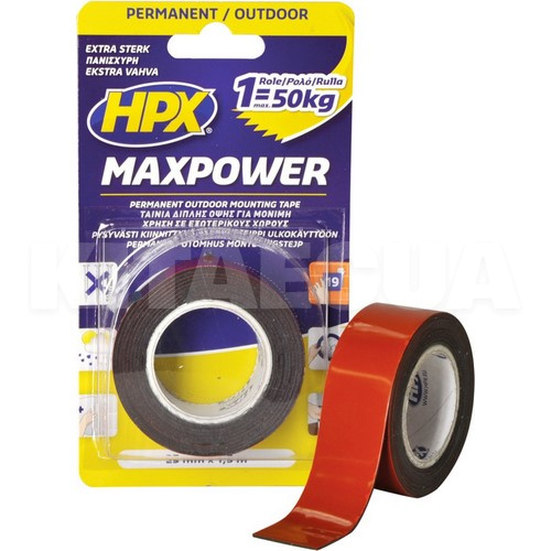 Двостороння стрічка Maxpower Outdoor для екстремальних навантажень чорна 1.5 м х 25 мм HPX (HPX OT2502)
