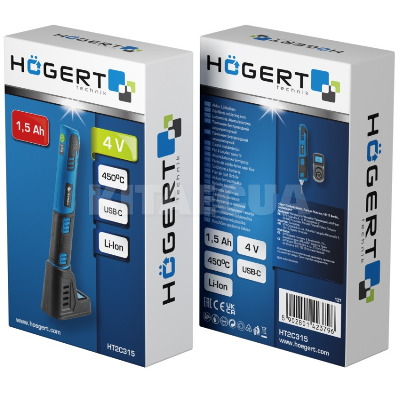 Паяльник аккумуляторный 6Вт 4В 450С HOGERT (HT2C315) - 4