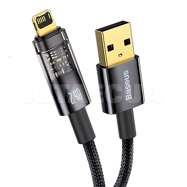 Кабель USB Lightning 2.4A автоматичне відключення 2м чорний BASEUS (CATS000501) - 5