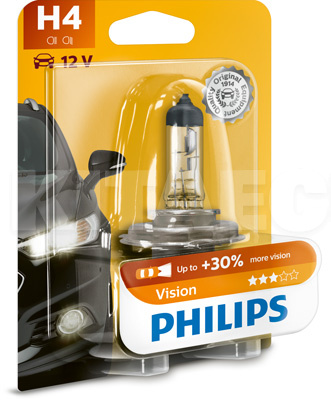 Галогенова лампа H4 12V 60/55W Vision +30% "блістер" PHILIPS (PS 12342 PR B1) - 6
