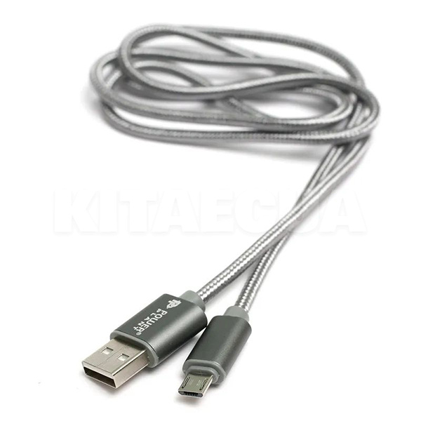 Кабель USB - microUSB 2.4А 1м серый PowerPlant (CA912339) - 2