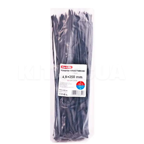 Стяжки чорні пластикові 250 x 4.8 мм 100 шт. CARLIFE (BL4.8x250)