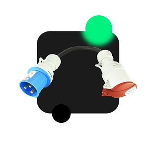 Перехідник 1-фаза (силова вилка) - 3-фази (силова розетка) ECOFACTOR