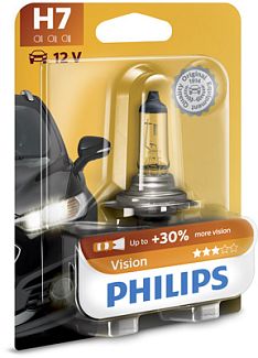 Галогенна лампа H7 55W 12V Vision +30% блістер PHILIPS