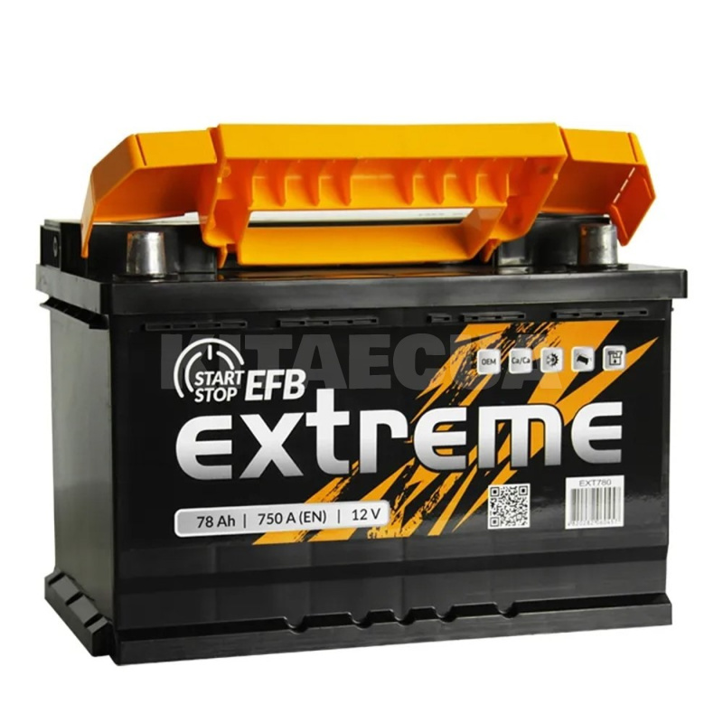 Аккумулятор автомобильный 78Ач 750А "+" справа EXTREME (EXT 6CT-78(0) EFB) - 2