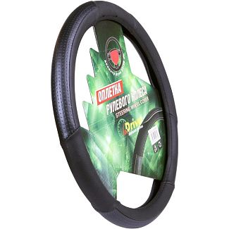 Чехол на руль L (39-41 см) черный искуственная кожа inDrive