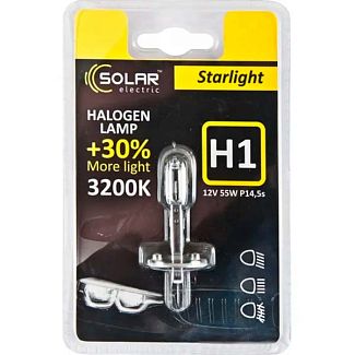 Галогенна лампа H1 55W 12V Starlight +30% блістер Solar