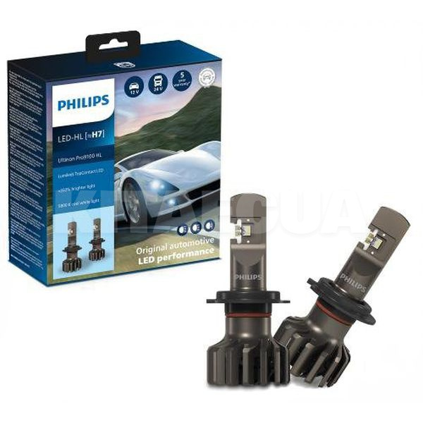 LED лампа для авто Ultinon Pro9100 HL PX26d 18W 5800К (комплект) PHILIPS (11972U91X2)