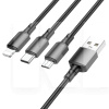 Кабель USB - Type-C/Lightning/microUSB 2A BX72 1м черный BOROFONE (BX72LUMB)