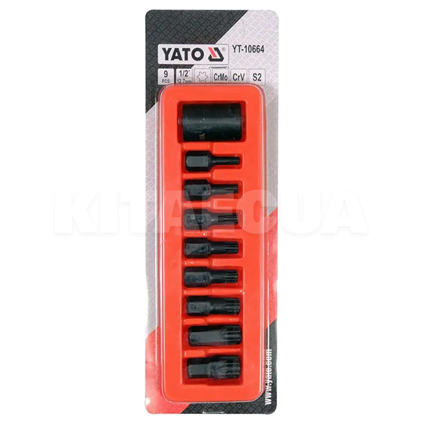 Набор бит ударных 1/2" TORX T30-T70 9 предметов YATO (YT-10664) - 2