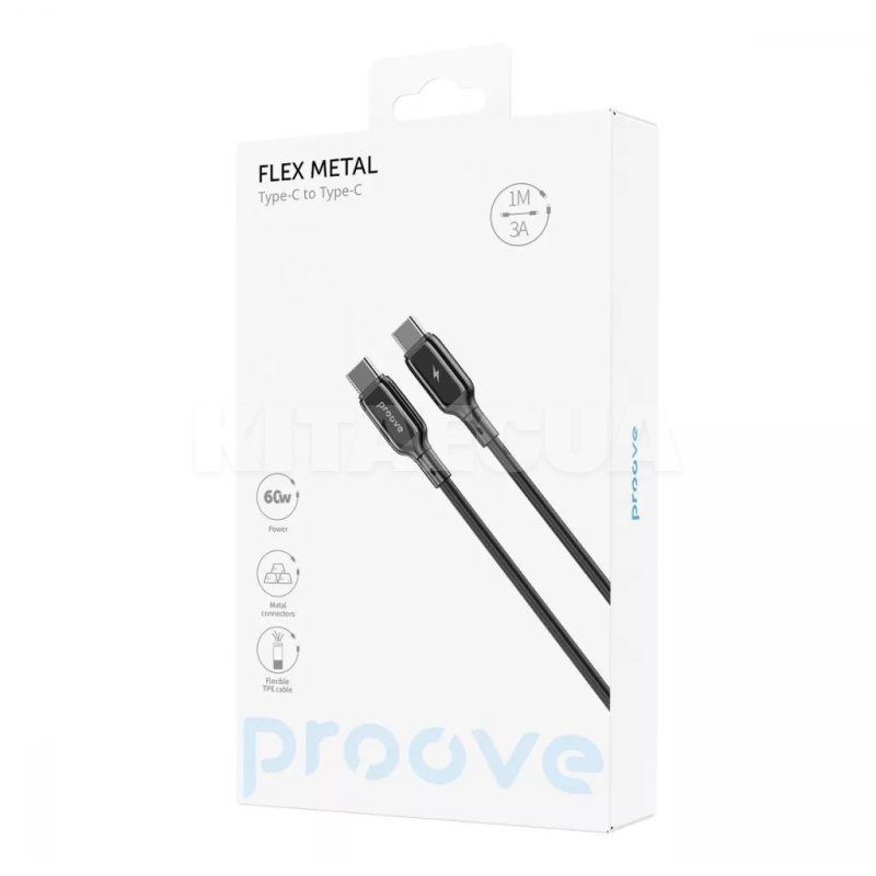 Кабель Type-C Type-C 60W 1м Flex Metal чорний PROOVE (505050001) - 2
