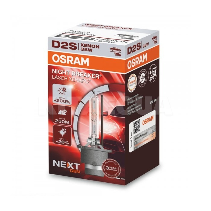 Ксеноновая лампа D2S 35W 85V (P32d-2) Night Breaker Laser +200% Osram (66240XNN)