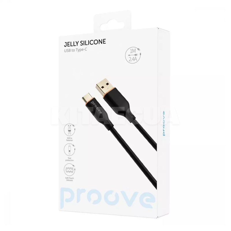 Кабель USB Type-C 2.4A 1м Jelly Silicone черный PROOVE (491990001) - 4