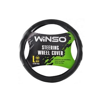Чехол на руль L (39-41 см) черный искуственная кожа с перфорацией Winso