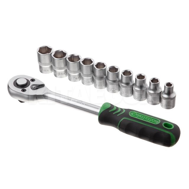 Набір головок 6-гранних 1/2" та рукоятка з храповим механізмом Intertool (ET-6013) - 4