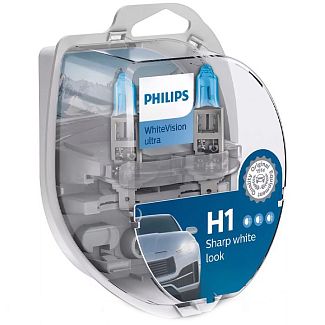 Галогенні лампи H1 55W 12V White Vision Ultra +60% Комплект PHILIPS