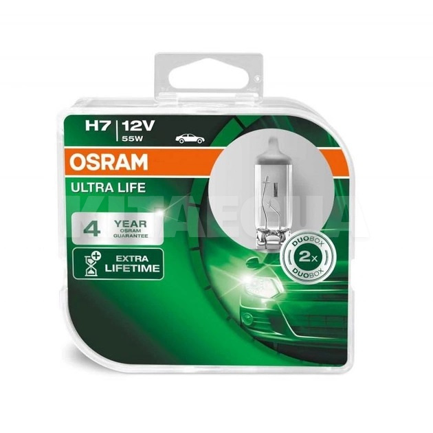 Галогенная лампа H7 55W 12V UltraLife комплект Osram (64210ULT-HCB-DUO)