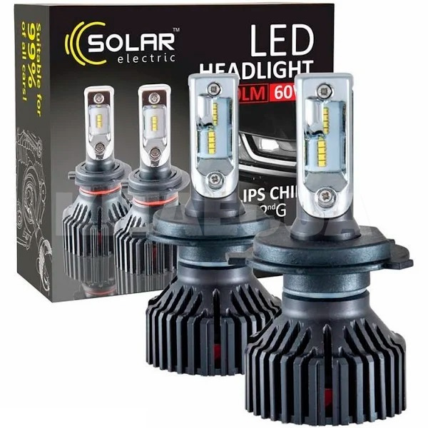 LED лампа для авто H4 P43t 60W 6000K Solar (8304)