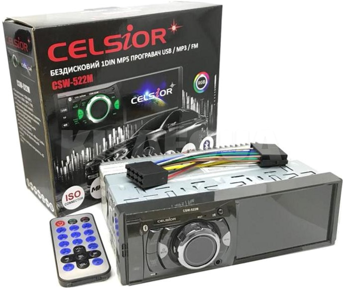 Автомагнитола 1DIN 4" TFT-дисплей стационарная панель с изменяемой подсветкой Celsior (CSW-522M) - 2