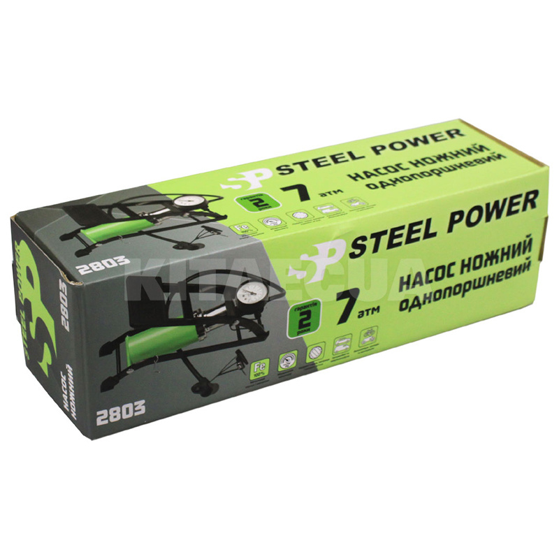 Насос ножной однопоршневой 7 Атм 55 х 120 мм с манометром STEEL POWER (SPR 2803) - 3