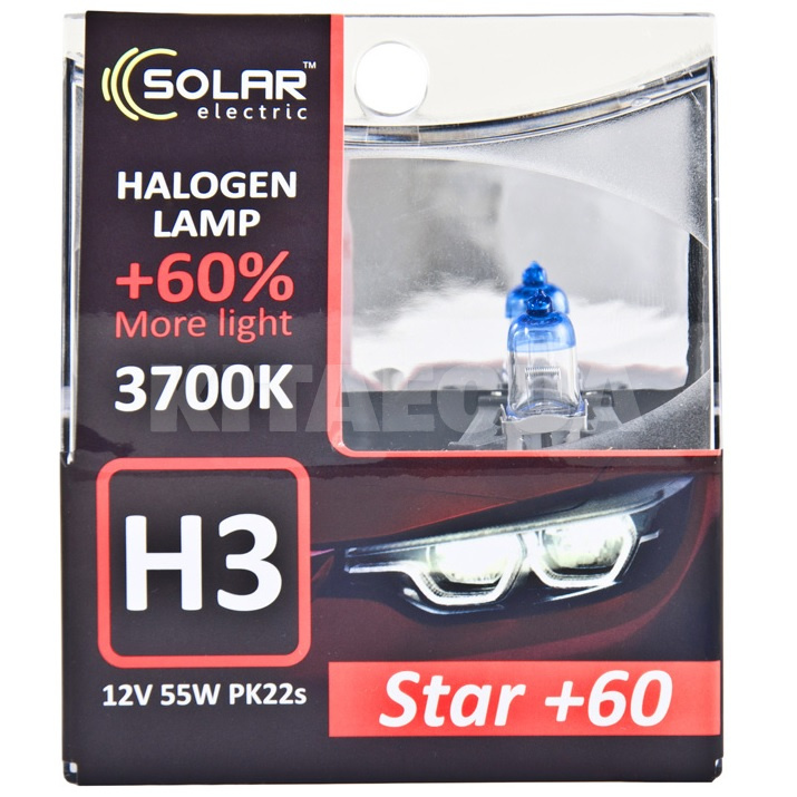 Галогенные лампы H3 55W 12V Starlight +60% комплект Solar (1233S2)