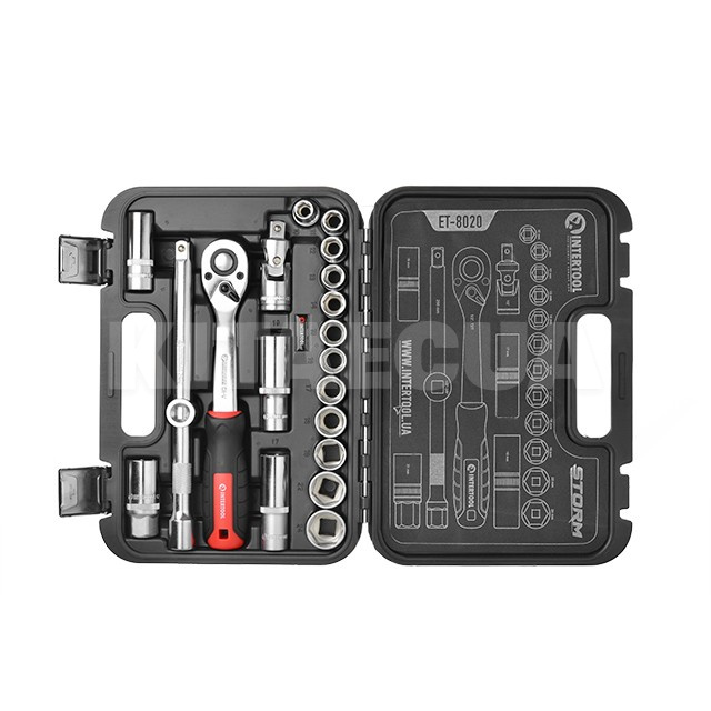 Набор инструментов 1/2" 20 предмета Cr-V STORM Intertool (ET-8020) - 13