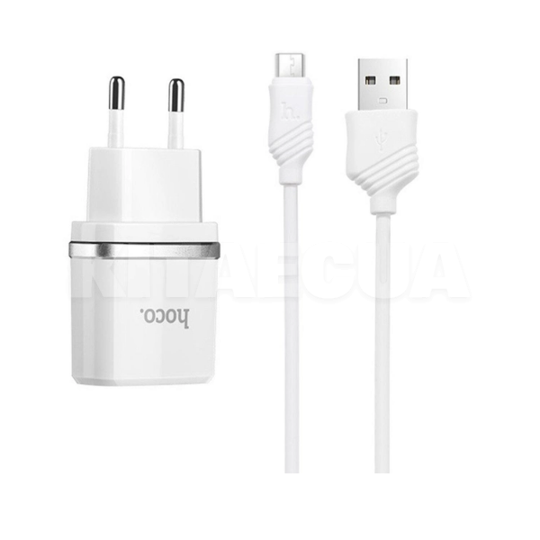 Зарядное устройство с кабелем USB 1м 2.4А белый HOCO (6957531047759)