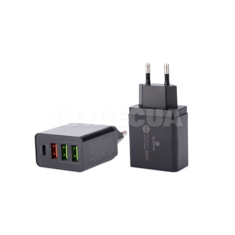 Зарядное устройство 3 USB 3A Quick Charge 3.0 + 1 Type-C PD 20W черное QC-470 (APD-36W01) XoKo (QC-470-BK)