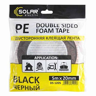 Двостороння клейка стрічка 5 м х 10 мм чорна Solar