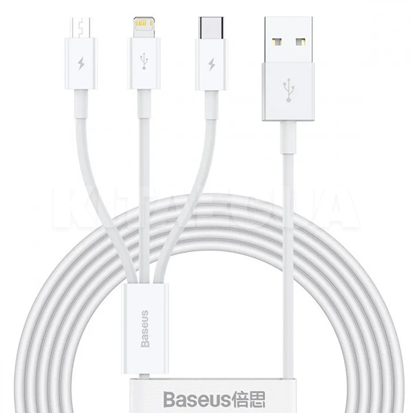 Кабель USB microUSB/Lightning/Type-C 3.5A Superior Series 3-in-1 1.5м білий BASEUS (CAMLTYS-02)