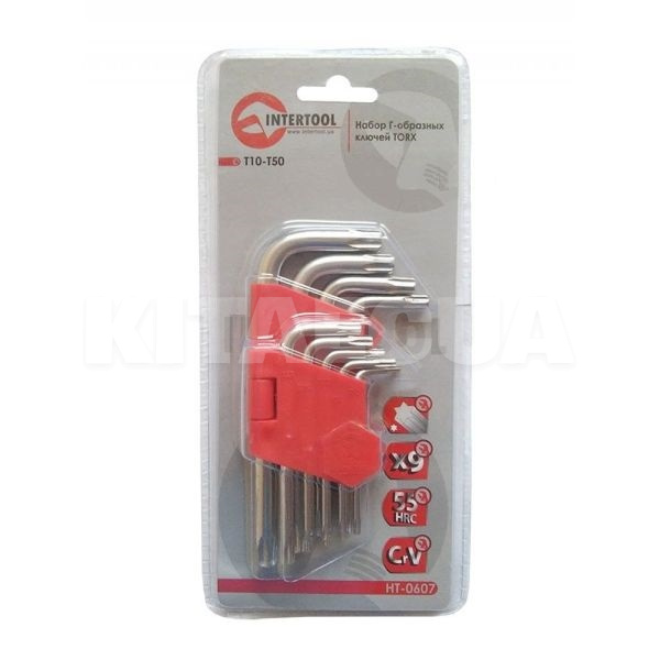 Набір Г-подібних ключів TORX 9 предметів Т10-Т50 Intertool (HT-0607) - 2