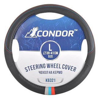Чехол на руль L (39-41 см) черный искуственная кожа CONDOR