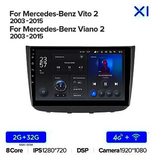 Штатна магнітола X1 2+32Gb 10" Mercedes-Benz Viano W639 2003-2015 Teyes