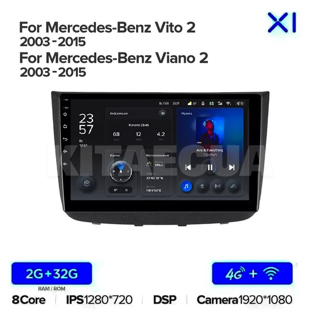 Штатна магнітола X1 2+32Gb 10" Mercedes-Benz Viano W639 2003-2015 Teyes (28798)