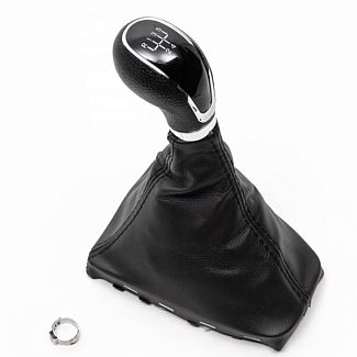 Ручка КПП черная кожзам для Opel Astra J 2010-н.в. + чехол КПП ABM