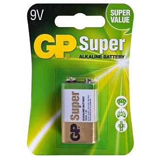 Батарейка прямокутна лужна PP3 (Krona) 9 В у блістері SUPER ALKALINE GP