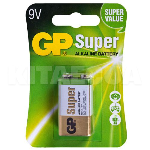 Батарейка прямокутна лужна PP3 (Krona) 9 В у блістері SUPER ALKALINE GP (4891199002311)