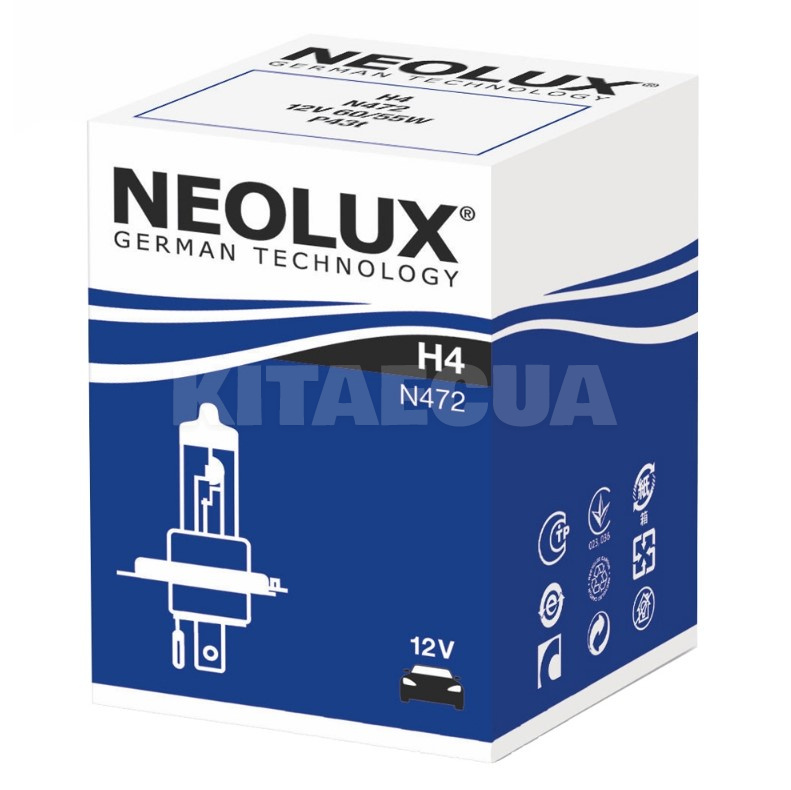 Галогенная лампа H4 60/55W 12V Standart NEOLUX (P43t 12V 55W) - 2