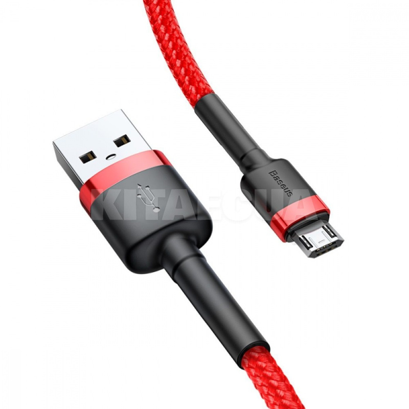 Кабель USB microUSB Cafule 2.4А 1м червоний BASEUS (CAMKLF-B09) - 2
