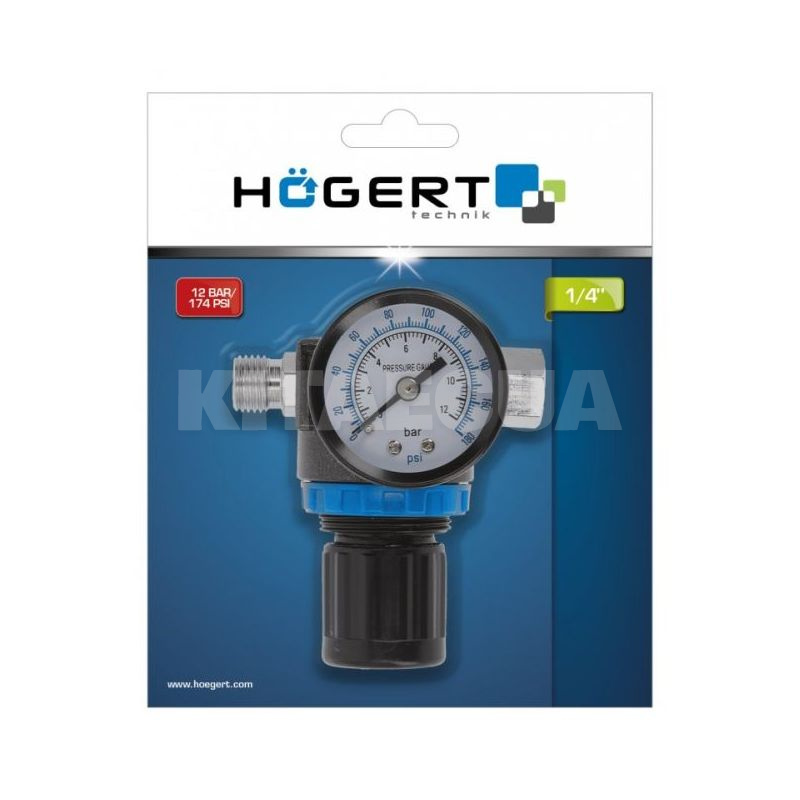 Регулятор тиску з манометром 1/4" 12 Бар HOGERT (HT4R873) - 2