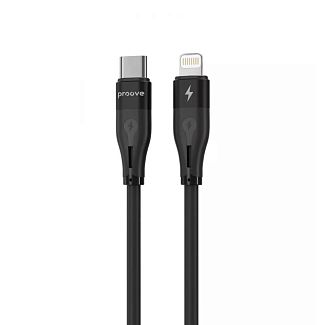 Кабель Type-C Lightning 27W 1м Soft Silicone черный PROOVE