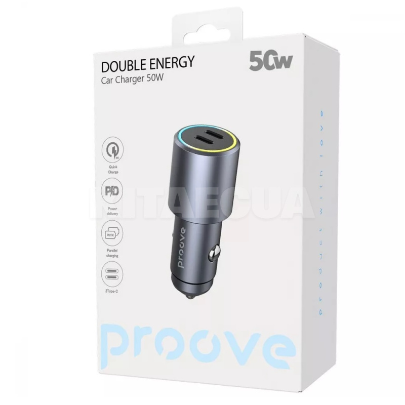 Автомобильное зарядное устройство 50W 2Type-C Double Energy PROOVE (600730092) - 2